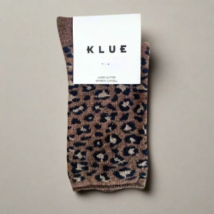 GLITTER LUREX SOCKS ECO FRIENDLY LYOCELL LEOPARD BROWN