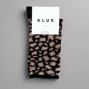 GLITTER LUREX SOCKS ECO FRIENDLY LYOCELL LEOPARD BLACK