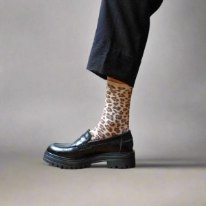 GLITTER LUREX SOCKS ECO FRIENDLY LYOCELL LEOPARD BEIGE