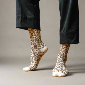 GLITTER LUREX SOCKS ECO FRIENDLY LYOCELL LEOPARD BEIGE
