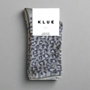 GLITTER LUREX SOCKS ECO FRIENDLY LYOCELL LEOPARD GREY