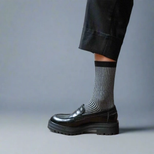 GLITTER LUREX SOCKS ECO FRIENDLY LYOCELL STRIPES BLACK