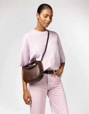 COCO CROISSANT - CHOCOLATE SOFT GRAIN LEATHER CHOCOLATE