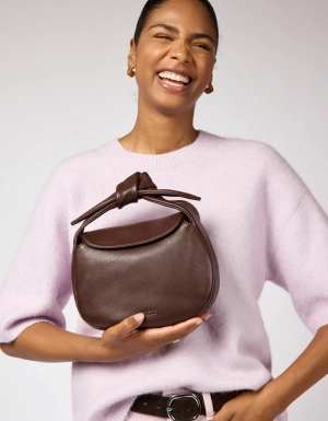 COCO CROISSANT - CHOCOLATE SOFT GRAIN LEATHER CHOCOLATE