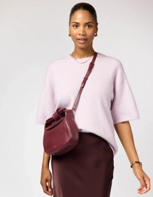COCO CROISSANT - DARK CHERRY SOFT GRAIN LEATHER DARK CHERRY
