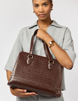 BLAIR - CHOCOLATE CROCO PRINT LEATHER CHOCOLATE