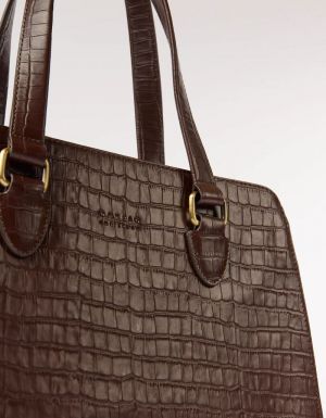 BLAIR - CHOCOLATE CROCO PRINT LEATHER CHOCOLATE
