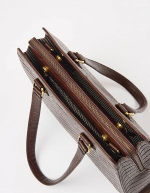 BLAIR - CHOCOLATE CROCO PRINT LEATHER CHOCOLATE