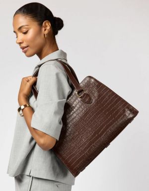 BLAIR - CHOCOLATE CROCO PRINT LEATHER CHOCOLATE