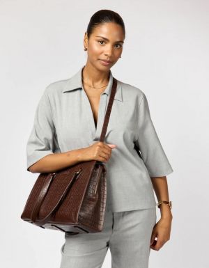 BLAIR - CHOCOLATE CROCO PRINT LEATHER CHOCOLATE