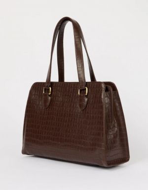 BLAIR - CHOCOLATE CROCO PRINT LEATHER CHOCOLATE