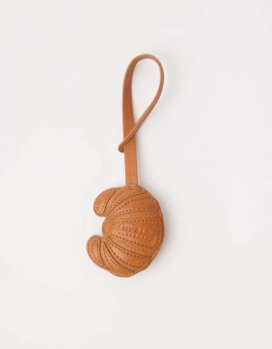 CROISSANT BAG CHARM - WILD OAK SOFT GRAIN LEATHER COGNAC