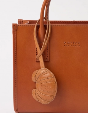 CROISSANT BAG CHARM - WILD OAK SOFT GRAIN LEATHER COGNAC