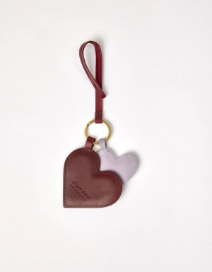 HEARTS BAG CHARM - RUBY & LAVENDER CLASSIC LEATHER RUBY
