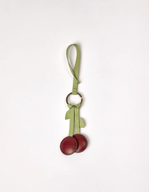 CHERRY BAG CHARM - RUBY CLASSIC LEATHER RUBY
