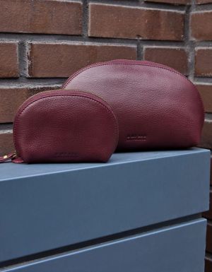 MAKE UP CASE SMALL - DARK CHERRY SOFT GRAIN DARK CHERRY