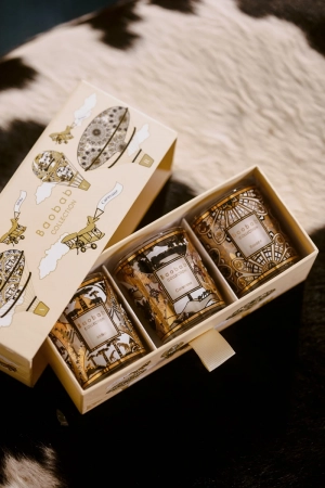 TRIO TRAVEL CANDLES - ROSACE - CARAVANE - AFRIKA 