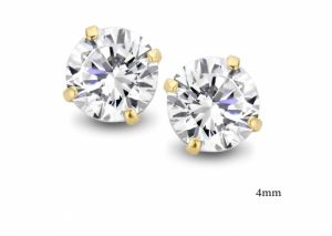 GOLD PLATED SET WITH 4MM WHITE ROUND CZ GOLD