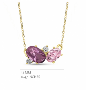 GOLD PLATED WITH WHITE RHODOLITE AND PINK GOLD