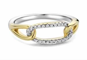 GOLD PLATED RING SET WITH WHITE CZ GOLD