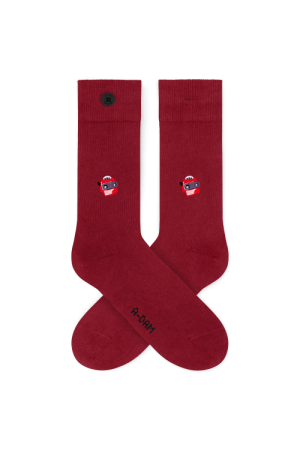Casual Socks Red Viewer Emb 