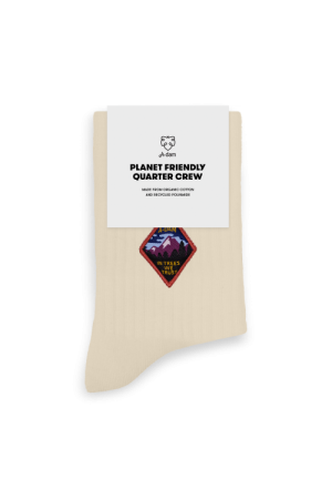 Quarter Crew Socks Offwhite Patch Trees Emb