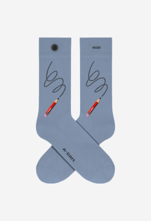 Casual Socks Dusty Blue Pencils Emb 