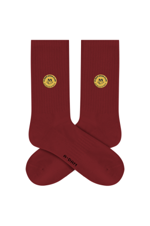 Crew Socks Tibetan Red Smiley Emb 