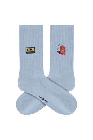 Crew Socks Dusty Blue Walkman Emb 