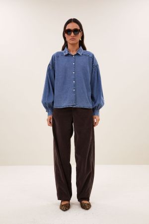 SARAH SHORT DENIM BLOUSE MEDIUM DENIM