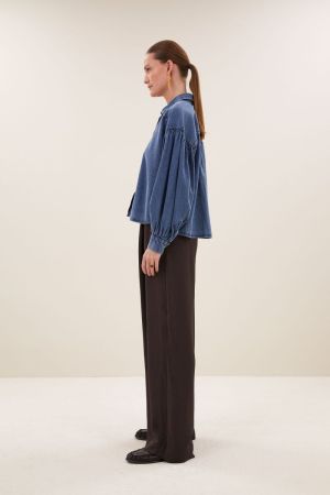 SARAH SHORT DENIM BLOUSE MEDIUM DENIM