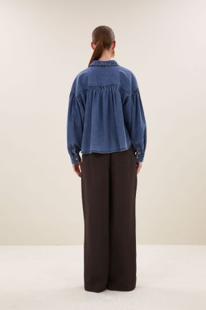 SARAH SHORT DENIM BLOUSE MEDIUM DENIM