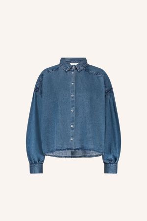 SARAH SHORT DENIM BLOUSE MEDIUM DENIM