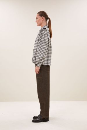 MAIA CHECK BLOUSE ASH GREY
