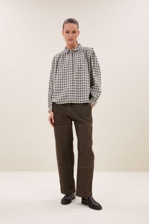 MAIA CHECK BLOUSE ASH GREY
