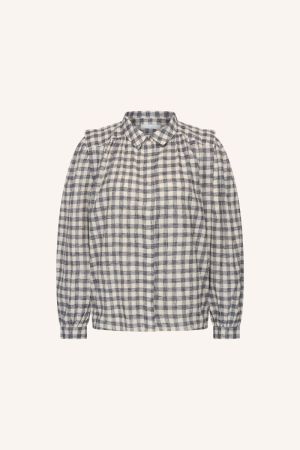 MAIA CHECK BLOUSE ASH GREY