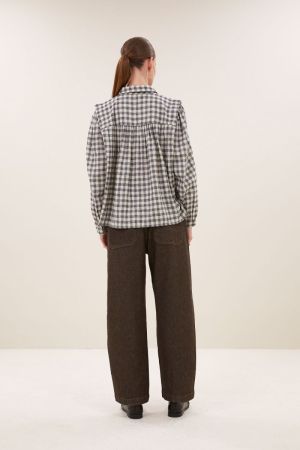 MAIA CHECK BLOUSE ASH GREY
