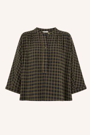 JESS BLOUSE OLIVE CHECK