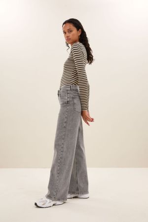 BASIC LS STRIPE TOP CHALK