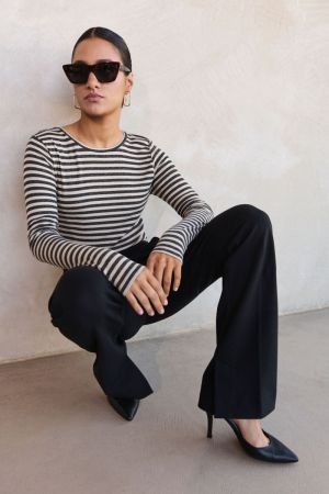 BASIC LS STRIPE TOP CHALK