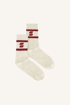 LOGO SPARKLE GREY SOCKS WINE