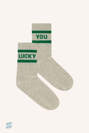 LOGO SPARKLE GREY SOCKS BOTTLE GREEN