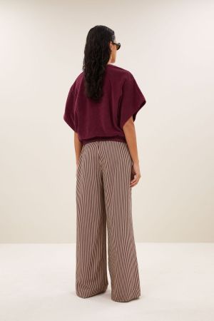 NUKI SLUB TOP BURGUNDY CRUSH