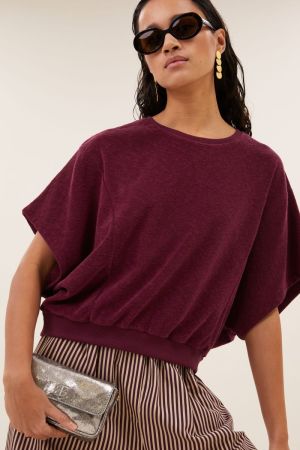 NUKI SLUB TOP BURGUNDY CRUSH