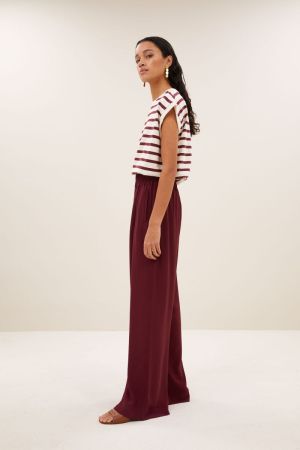 TOBI STRIPE TOP GRAINE WINE STR