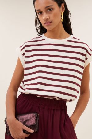 TOBI STRIPE TOP GRAINE WINE STR