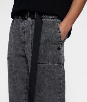 THE BELTED PANTS WASHED BLACK