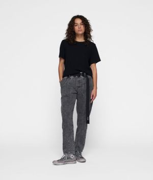 THE BELTED PANTS WASHED BLACK