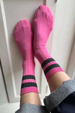 VARSITY SOCKS PINK/GREEN