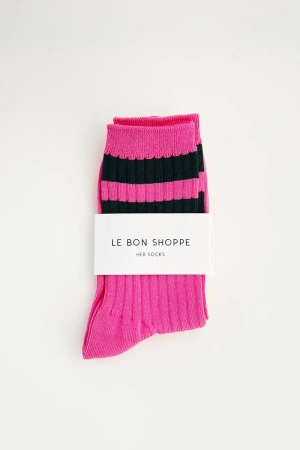 VARSITY SOCKS PINK/GREEN